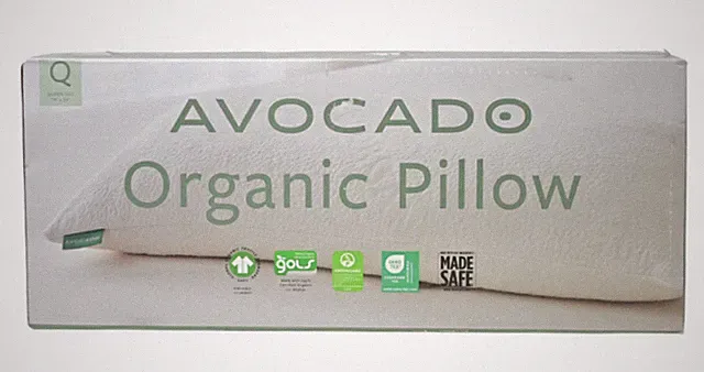 Avocado 100% Certified Organic Bed Pillow w/ Natural Latex and Kapok Fill Queen