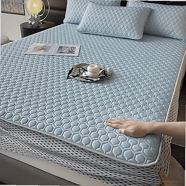 Simple Thicken Latex Summer Mat Cool Feeling Fabric Fitted Bed Sheet Breathable
