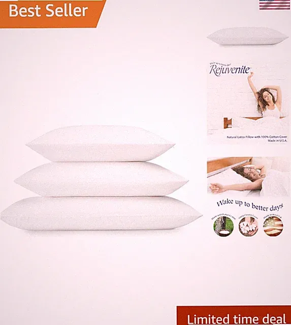 USA-Made Talalay Latex Bed Pillow for Pressure-Relieving Comfort & Cool Sleep
