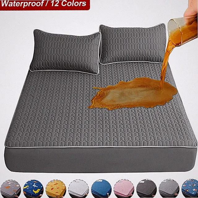 Waterproof Thicken Mattress Cover Quilted Latex Mat Bed Covers Pad Fitted Sheet